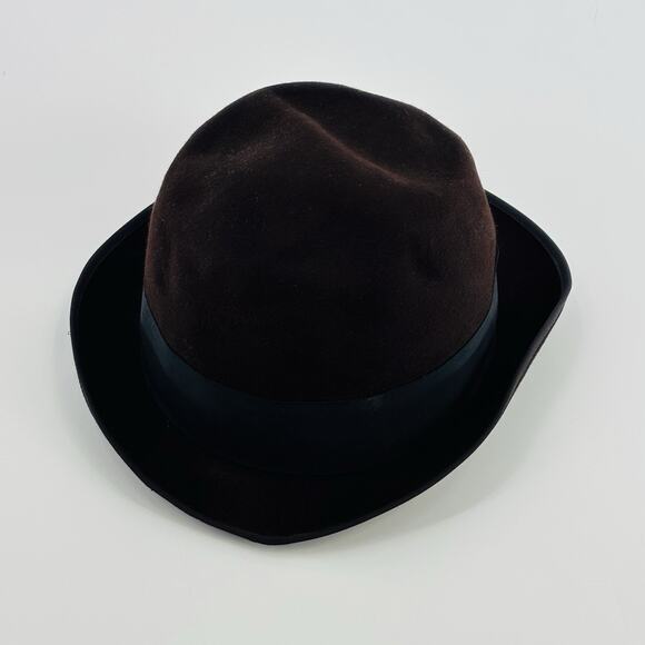Vintage John B Stetson Co Royal De Luxe Stetson Brown Felt Fedora Hat - Picture 3 of 7